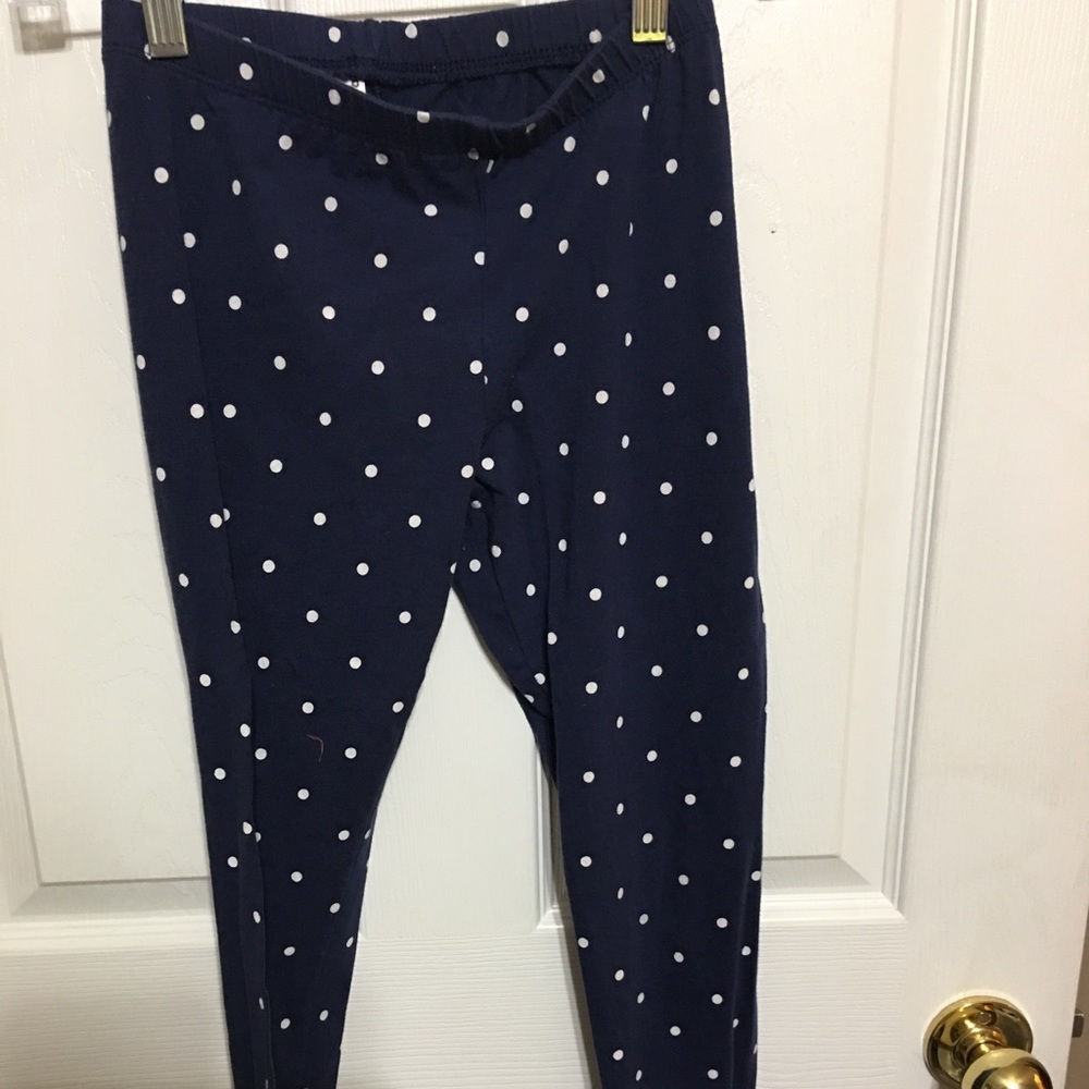 Navy polka dot full length leggings ON HOLD.